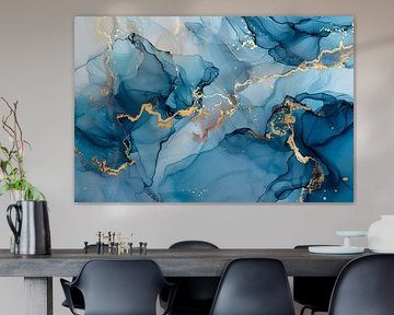 Abstract elegance in blue and gold