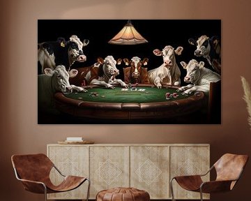 Pokerende koeien portret panorama van TheXclusive Art