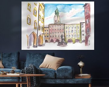 Rosenheim Max-Josef-Platz Blick auf Altstadt und St. Nikolaus
