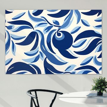 Minimalistische lijnencompositie in blauw en wit