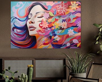 Vrouwelijke schoonheid in een bloemenzee van Art & Soul Creations