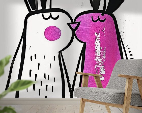 Voorbeeld van het werk in een kamer