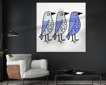 Blauwe Vogels 2 van Modern Collection