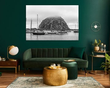 Mistige Morro Rock Monochroom van Joseph S Giacalone Photography