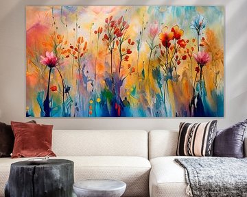 Modern Abstract.  Dromerige Veldbloemen en bloeiende grassen van Studio Pieternel