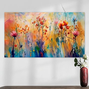 Modern Abstract.  Dromerige Veldbloemen en bloeiende grassen van Studio Pieternel