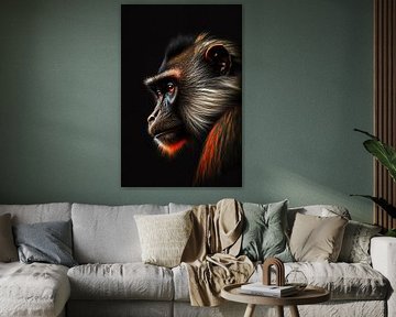 Reflektierender Affe in Licht und Schatten von Art & Soul Creations