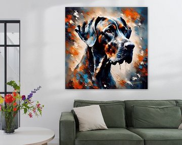 Duitse Dog Art Print 2- Grillig Portret door Johanna's Art van Johannas Art Creations