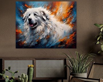 Grote Pyreneese Hond Kunst | Origineel Kunstwerk door Johanna's Art van Johannas Art Creations