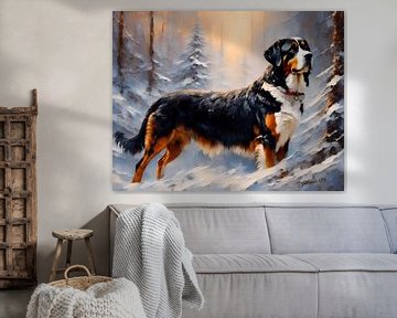 Zwitserse Dog Kunstdruk - Origineel door Johanna's Art van Johannas Art Creations