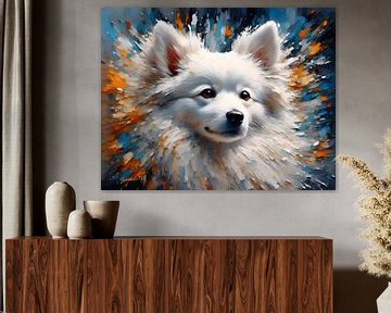 Japanse Spitz Dog Art Print | Origineel kunstwerk door Johanna's Art van Johannas Art Creations