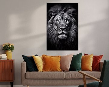 Portret van een statige leeuw van De Muurdecoratie