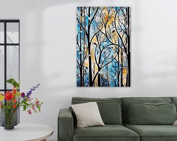 Kleurrijke Abstracte Natuur in Art Deco Stijl van Art & Soul Creations