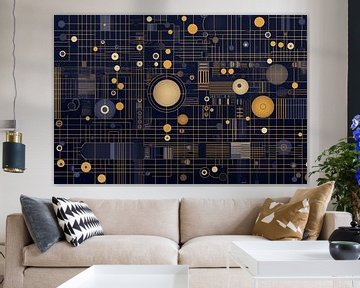 Technologische Abstraktion in Gold und Schwarz von Whale & Sons