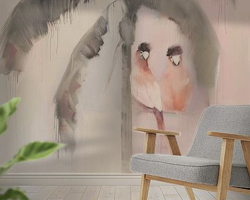 Tropische Vögel in Palmen, Pastellfarben von Studio Allee