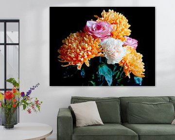bloemen compositie artistiek chrysanten rozen van raisa haveman