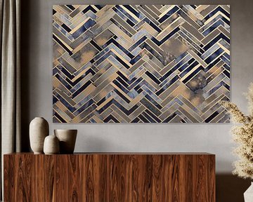 Gold und blaues Chevron-Muster von Whale & Sons