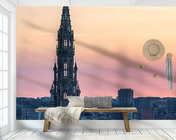 Stadszicht over Brussels oude stad, gouden uurtje van Werner Lerooy