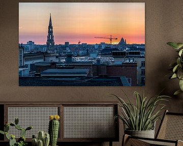 Brussels Old Town, Belgium - Golden hour cityscape with the town by Werner Lerooy