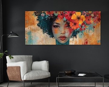 Vrouw Bloemen Abstract van Kunst Kriebels