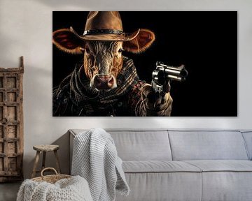 Cowboy koe met pistool panorama van TheXclusive Art