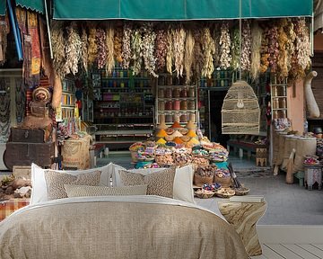 Market stall in Marrakesh by Sandra Bechtold