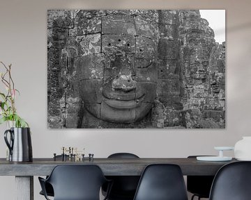 Gezichten van Angkor Thom Tempel, Cambodja van Jan Fritz