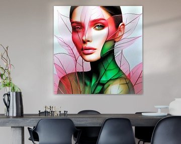 Portrait romantique avec des feuilles transparentes.  ( 10 ) sur Ineke de Rijk