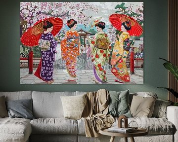 japanse kunst geisha's van Egon Zitter