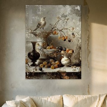 Stilleben mit einem Vogel