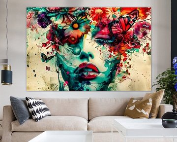 Woman with flowers print by Egon Zitter