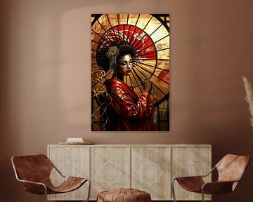 Geisha mit Sonnenschirm