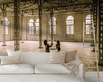 girls playing in the old factory by Eugene Winthagen