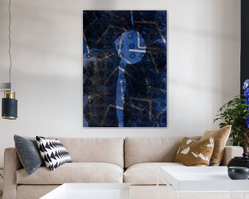 Modern abstract. Blauwe, witte en zwarte vormen. van Dina Dankers