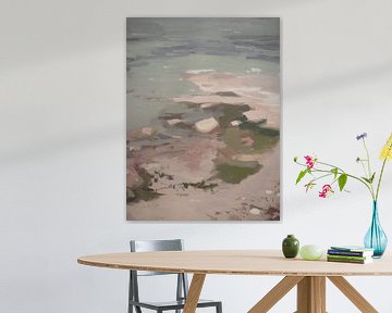 Modern en abstract landschap in pastelkleuren van Studio Allee