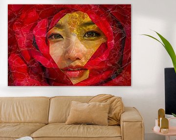 Malerisches Porträt mit Rose