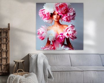 Ik ben aangekleed met roze pioenrozen ( 3 )