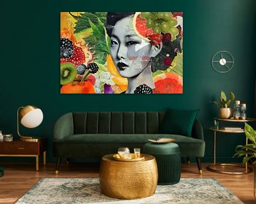 schilderachtig portret van vrouw met fruit van Egon Zitter