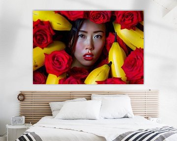 Japans portret van vrouw met fruit en bloemen van Egon Zitter