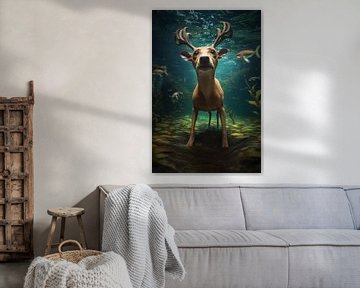 Hert zwemt onder water in surrealistische droom van Art & Soul Creations