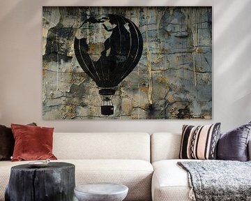 Minimalistische heteluchtballon aan de muur van Art & Soul Creations