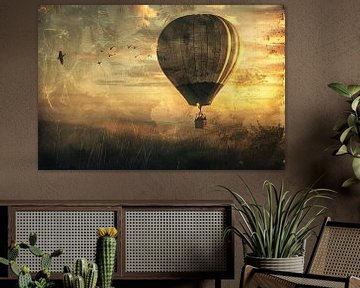 Luchtballon boven impressionistisch landschap van Art & Soul Creations