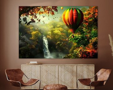 Hot air balloon ride over waterfall by Art & Soul Creations