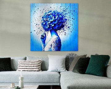 Mijn bruidsboeket is een vrolijke  blauwe hortensia. van Ineke de Rijk
