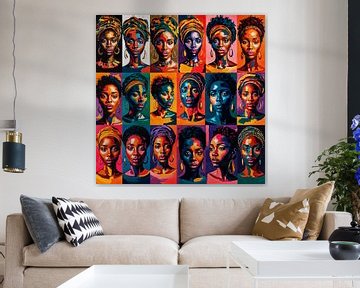 Afrikaanse Schoonheid in Pop Art van Arjen Roos