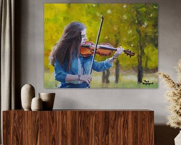 Violinist. Painting by Toon Nagtegaal