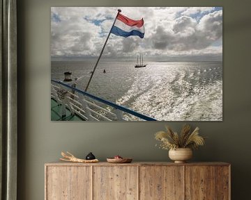 Waddenzee met Nederlandse vlag van Tonko Oosterink
