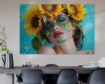 woman with sunflowers