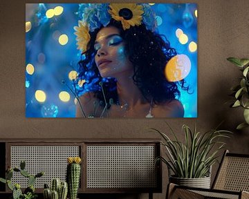 woman with sunflowers