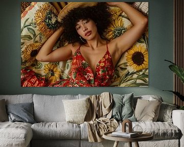 woman with sunflowers